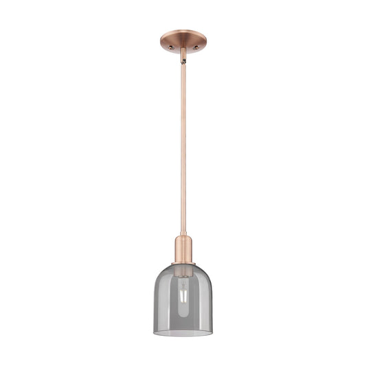 Innovations Bella 6in 1-Light Mini Pendant | Industrial Antique Copper and Light Smoke Glass | Kitchen Island | 5.5 x 5.5 x | Model 716-1S-AC-G558-6SM