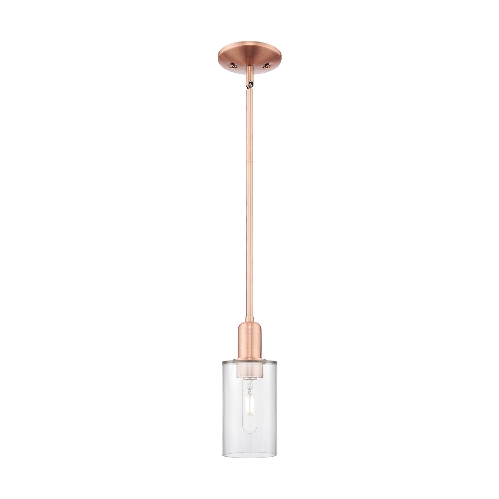 Innovations Clymer 4in 1-Light Mini Pendant | Industrial Antique Copper Steel and Clear Glass | Kitchen Island & Dining Room | 3.88 | Model 716-1S-AC-G802