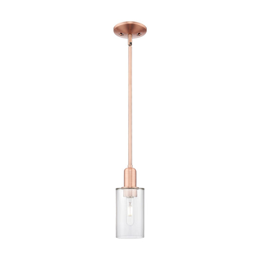 Innovations Clymer 4in 1-Light Mini Pendant | Industrial Antique Copper Steel and Clear Glass | Kitchen Island & Dining Room | 3.88 | Model 716-1S-AC-G802