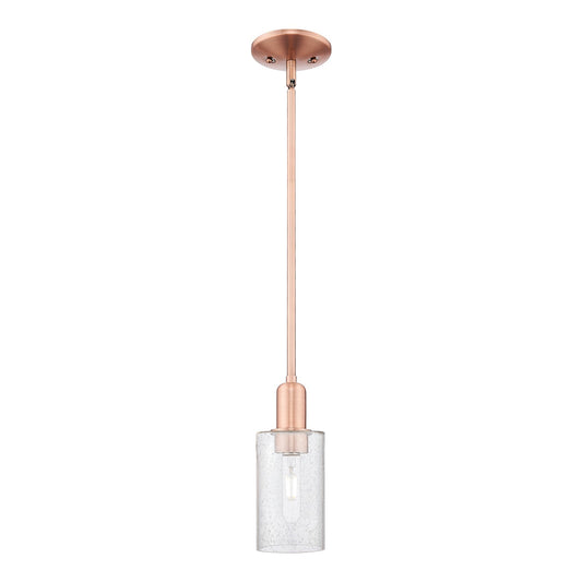 Innovations Clymer 4in 1-Light Mini Pendant | Industrial Antique Copper Steel and Seedy Glass | Kitchen Island & Breakfast Nook | Model 716-1S-AC-G804