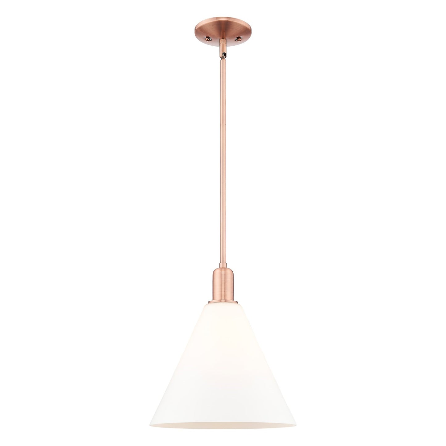 Innovations Berkshire Glass 12in 1-Light Mini Pendant | Industrial Antique Copper and Matte White Glass | Kitchen Island & | Model 716-1S-AC-GBC-121