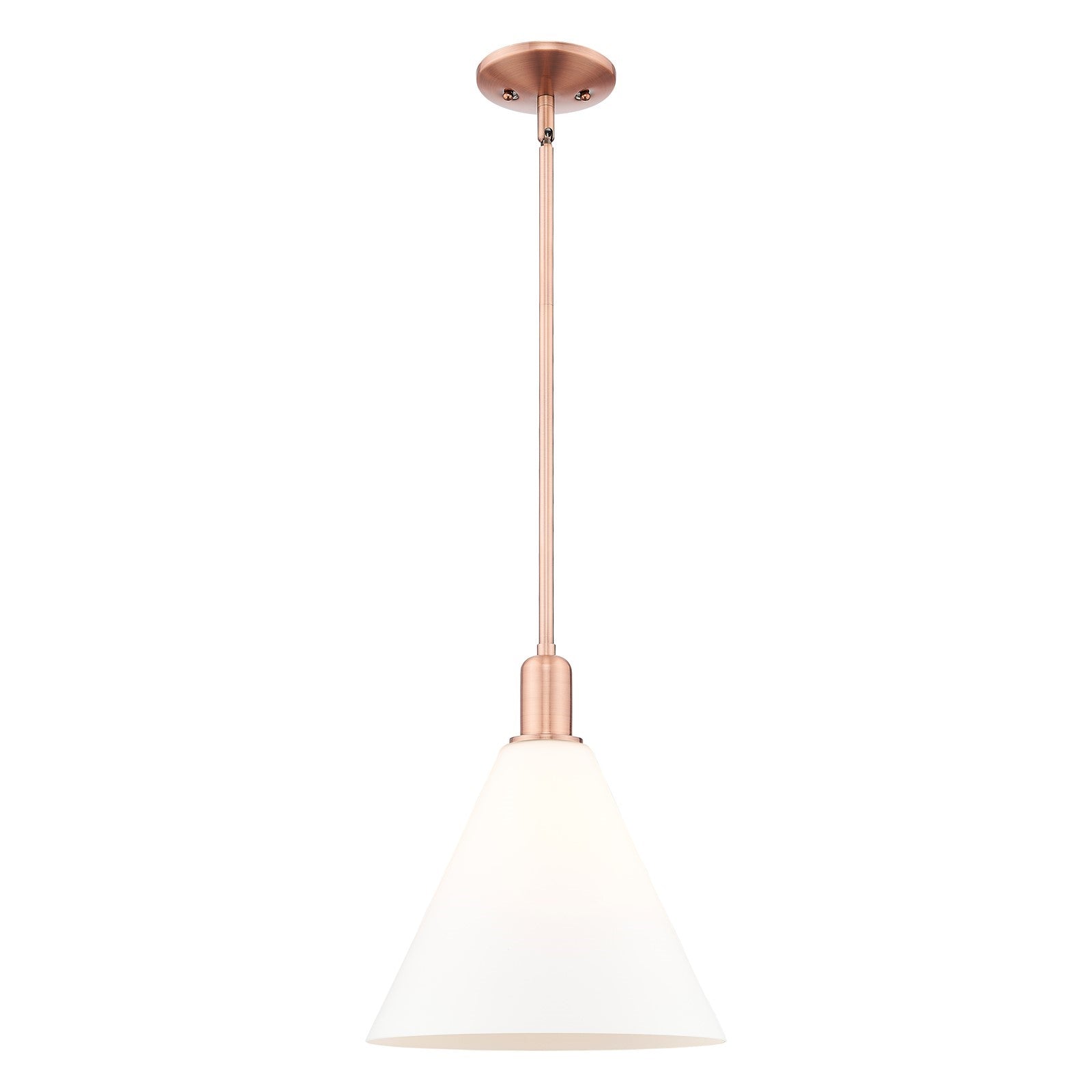 Innovations Berkshire Glass 12in 1-Light Mini Pendant | Industrial Antique Copper and Matte White Glass | Kitchen Island & | Model 716-1S-AC-GBC-121