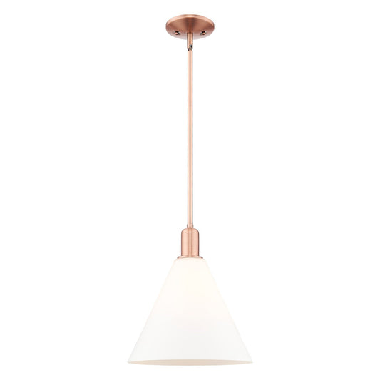 Innovations Berkshire Glass 12in 1-Light Mini Pendant | Industrial Antique Copper and Matte White Glass | Kitchen Island & | Model 716-1S-AC-GBC-121