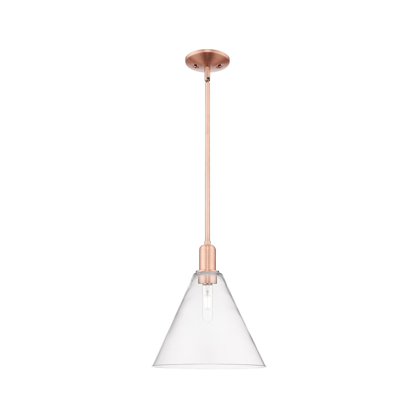 Innovations Berkshire Glass 12in 1-Light Mini Pendant | Industrial Antique Copper Steel and Clear Glass | Kitchen Island & | Model 716-1S-AC-GBC-122