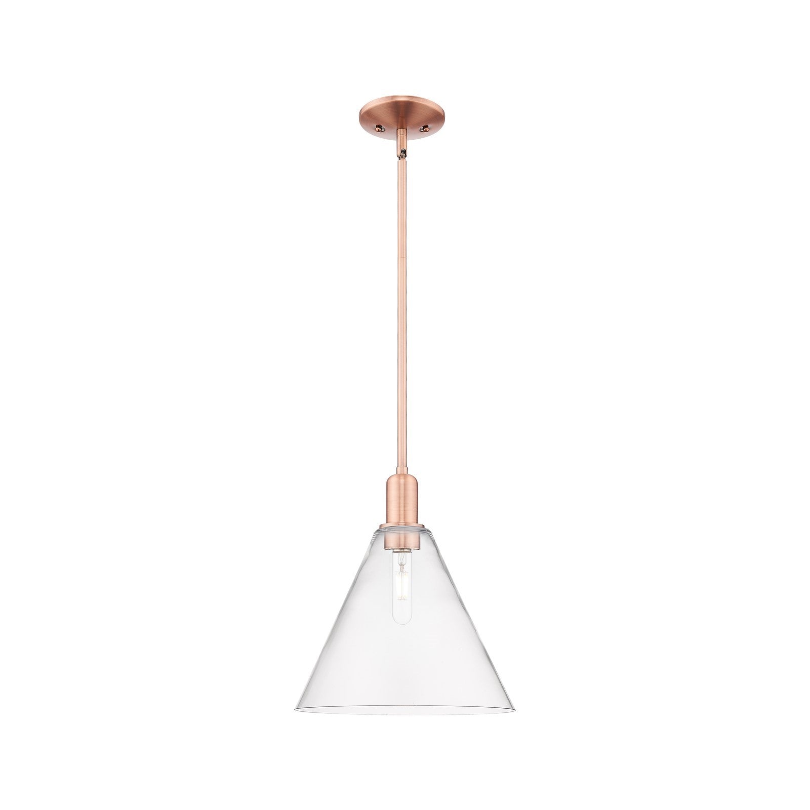 Innovations Berkshire Glass 12in 1-Light Mini Pendant | Industrial Antique Copper Steel and Clear Glass | Kitchen Island & | Model 716-1S-AC-GBC-122
