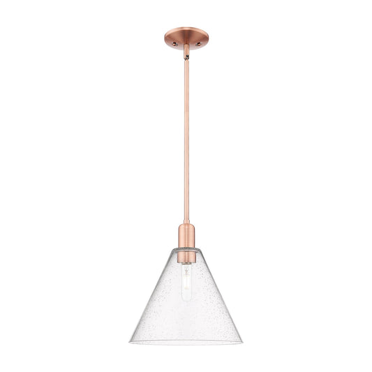 Innovations Berkshire Glass 12in 1-Light Mini Pendant | Industrial Antique Copper Steel and Seedy Glass | Kitchen Island | 12 x | Model 716-1S-AC-GBC-124