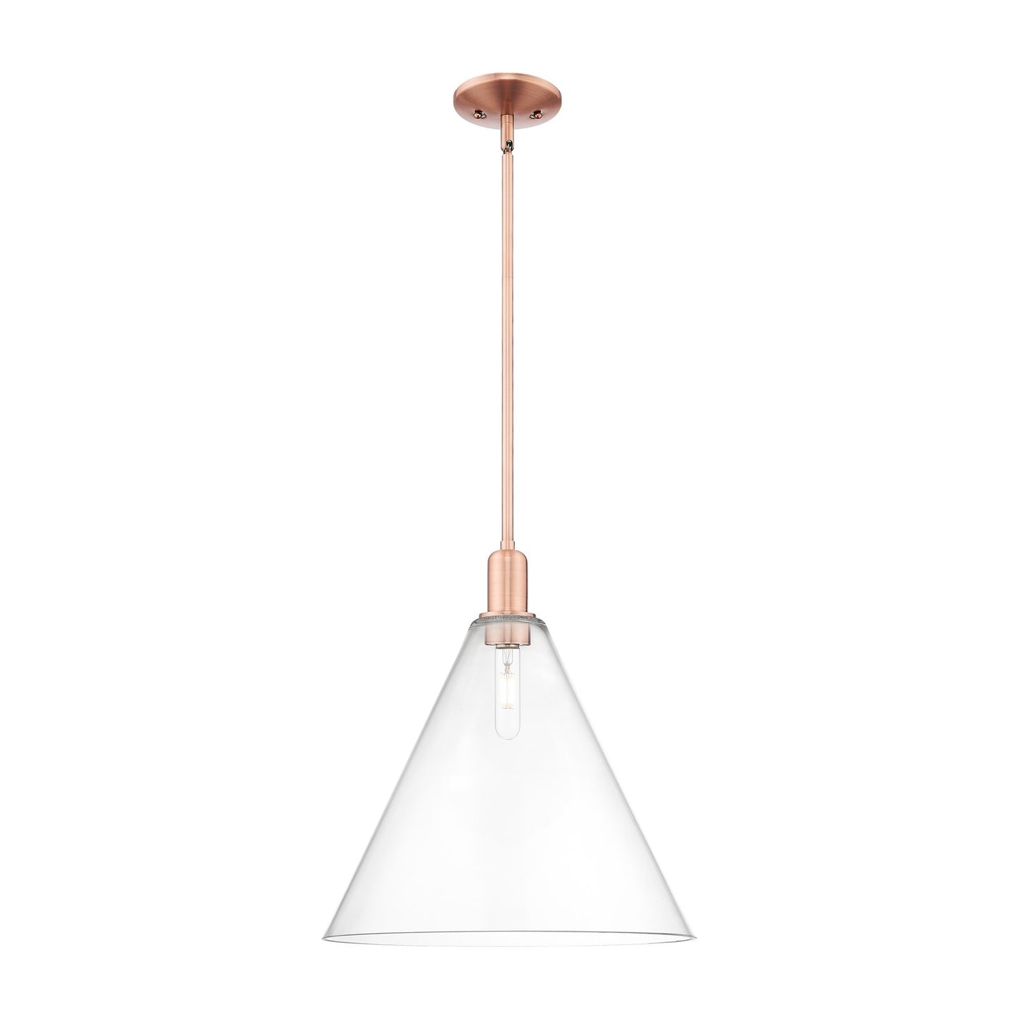 Innovations Berkshire Glass 16in 1-Light Mini Pendant | Industrial Antique Copper Steel and Clear Glass | Kitchen Island & | Model 716-1S-AC-GBC-162