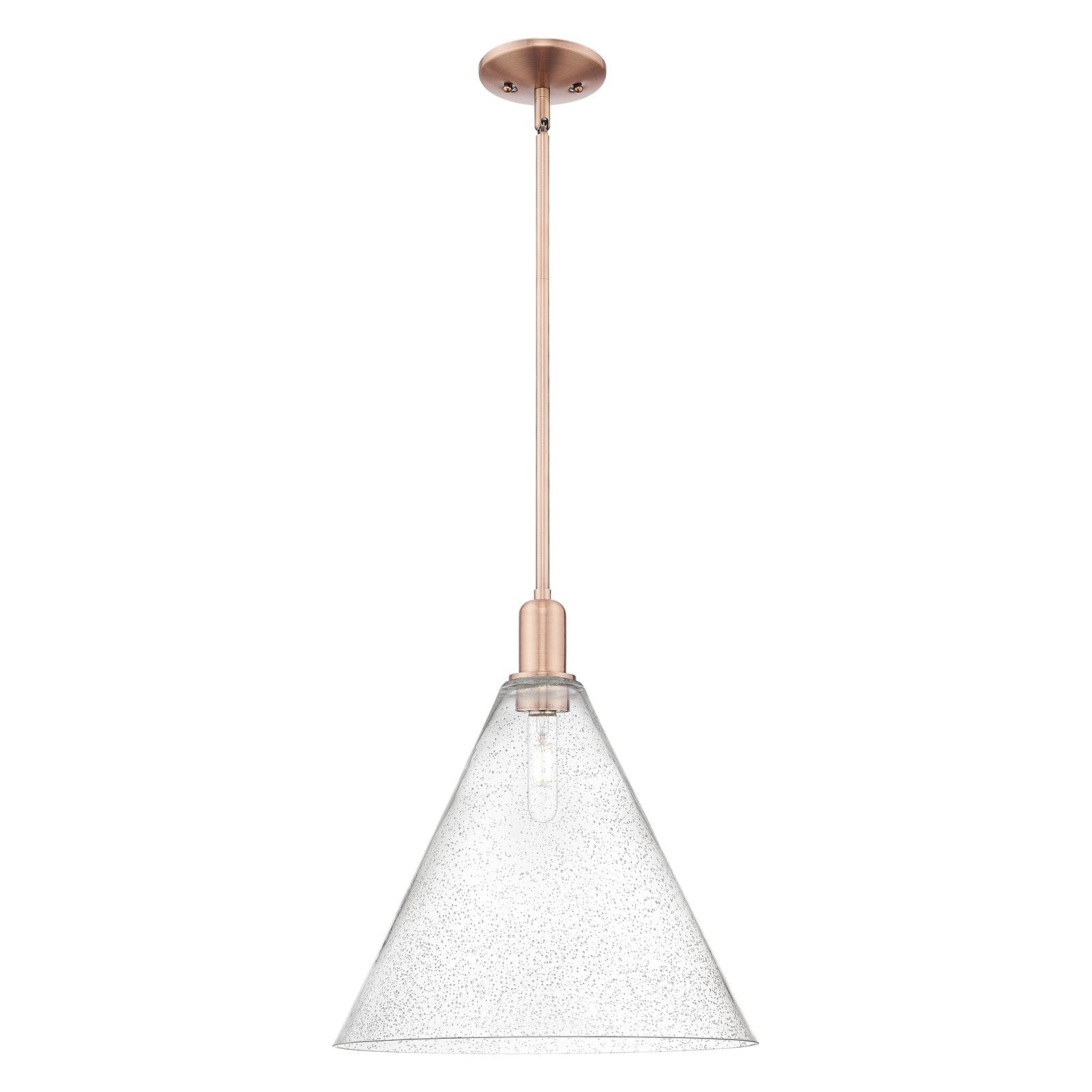 Innovations Berkshire Glass 16in 1-Light Mini Pendant | Industrial Antique Copper Steel and Seedy Glass | Kitchen Island & | Model 716-1S-AC-GBC-164