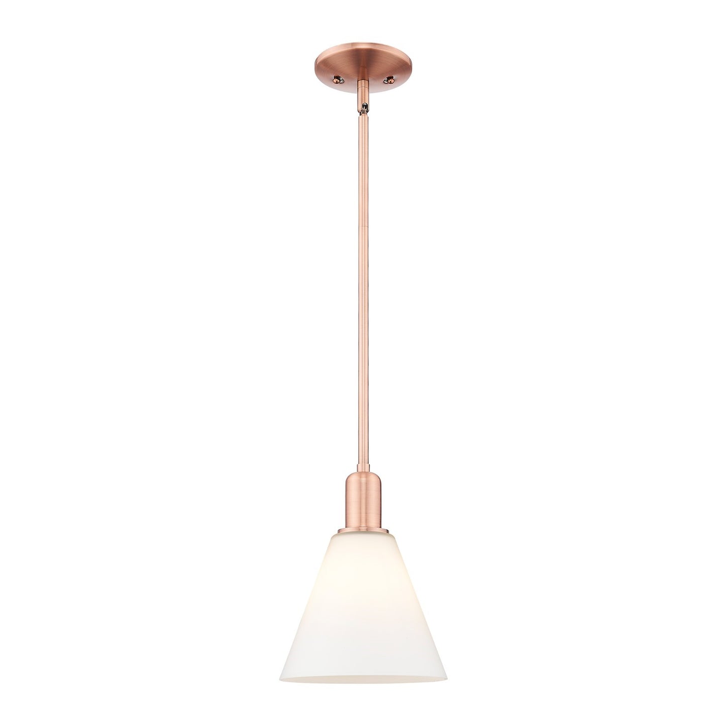 Innovations Berkshire Glass 8in 1-Light Mini Pendant | Industrial Antique Copper Steel and Matte White Glass | Kitchen Island & | Model 716-1S-AC-GBC-81