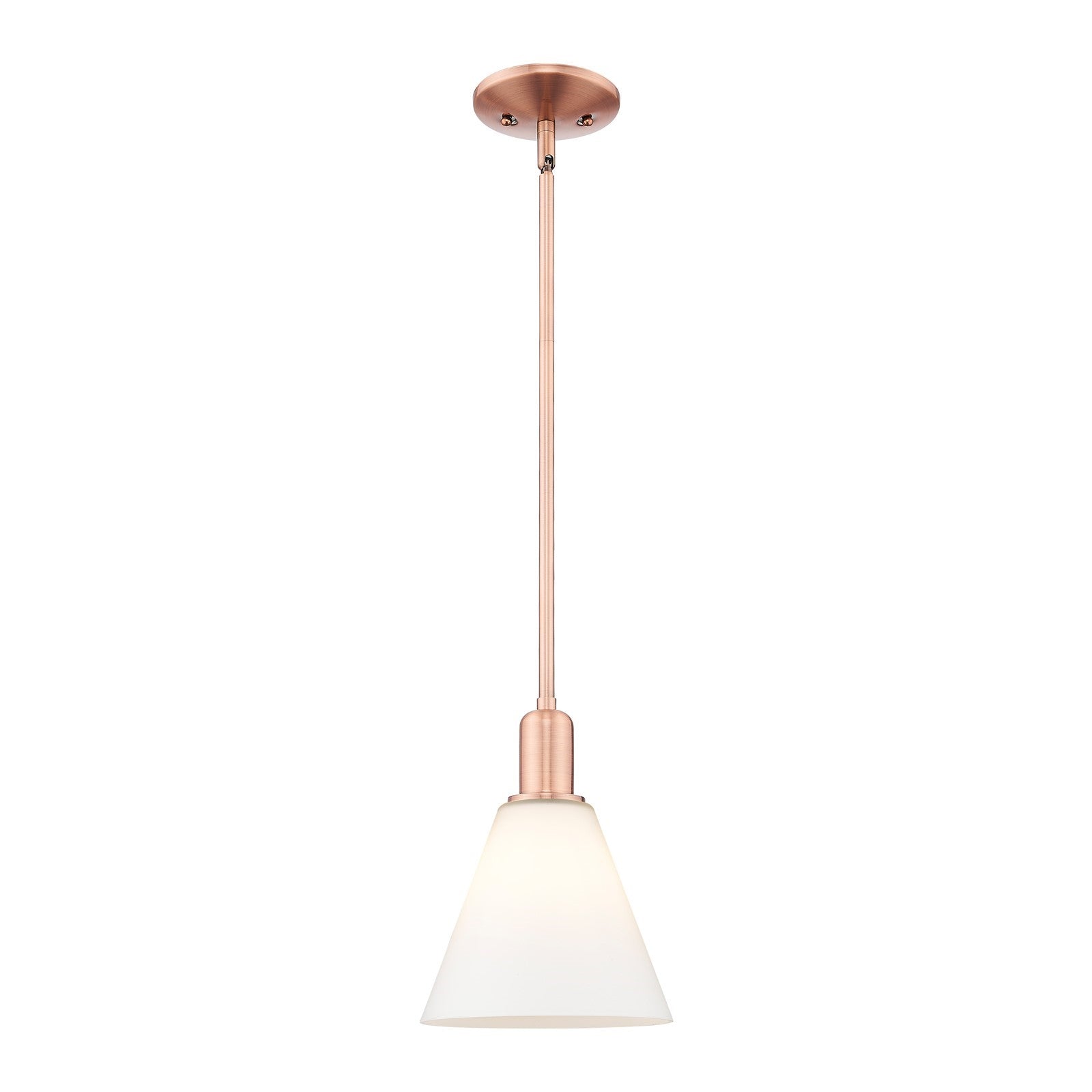 Innovations Berkshire Glass 8in 1-Light Mini Pendant | Industrial Antique Copper Steel and Matte White Glass | Kitchen Island & | Model 716-1S-AC-GBC-81