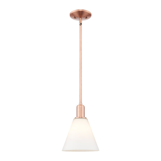 Innovations Berkshire Glass 8in 1-Light Mini Pendant | Industrial Antique Copper Steel and Matte White Glass | Kitchen Island & | Model 716-1S-AC-GBC-81