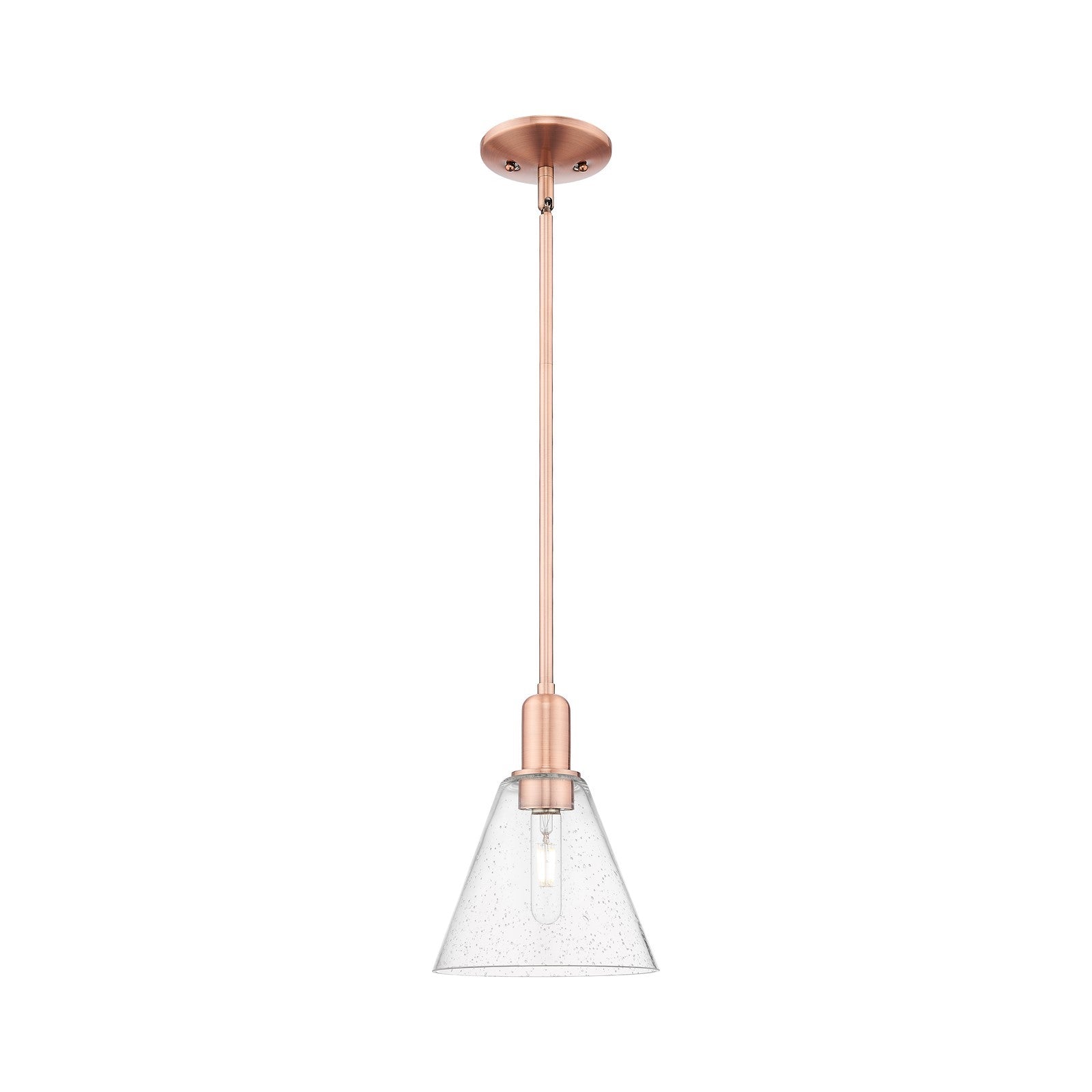 Innovations Berkshire Glass 8in 1-Light Mini Pendant | Industrial Antique Copper Steel and Seedy Glass | Kitchen Island & Dining | Model 716-1S-AC-GBC-84