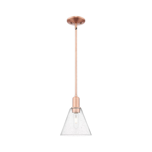 Innovations Berkshire Glass 8in 1-Light Mini Pendant | Industrial Antique Copper Steel and Seedy Glass | Kitchen Island & Dining | Model 716-1S-AC-GBC-84