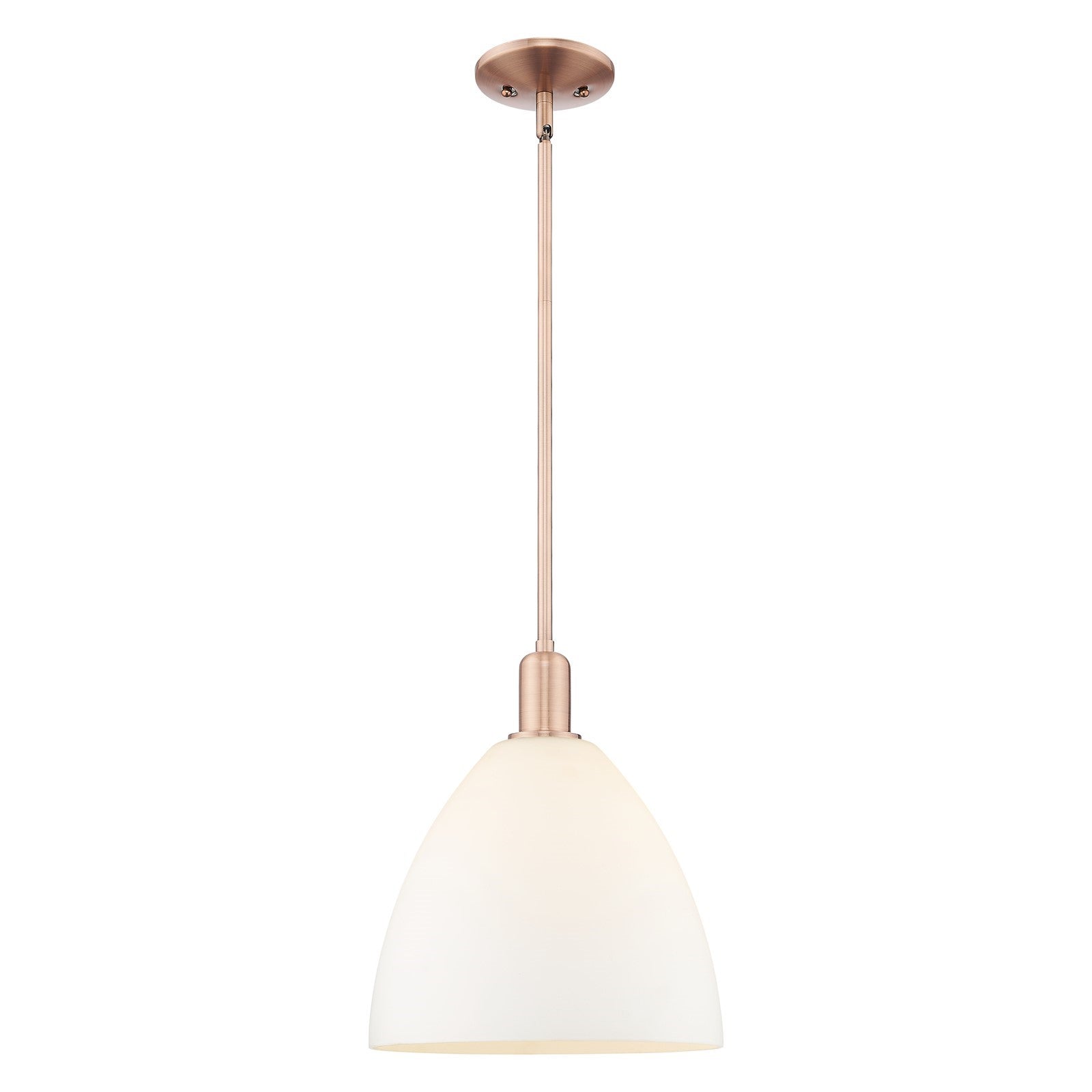 Innovations Bristol 12in 1-Light Mini Pendant | Industrial Antique Copper Steel and Matte White Glass | Kitchen Island & Dining | Model 716-1S-AC-GBD-121