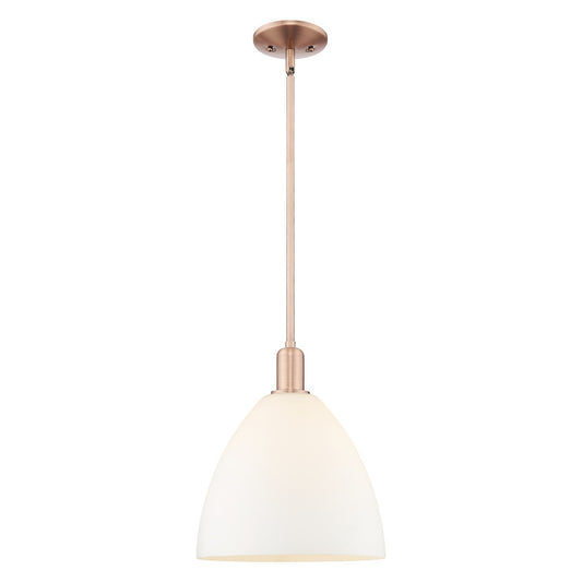 Innovations Bristol 12in 1-Light Mini Pendant | Industrial Antique Copper Steel and Matte White Glass | Kitchen Island & Dining | Model 716-1S-AC-GBD-121