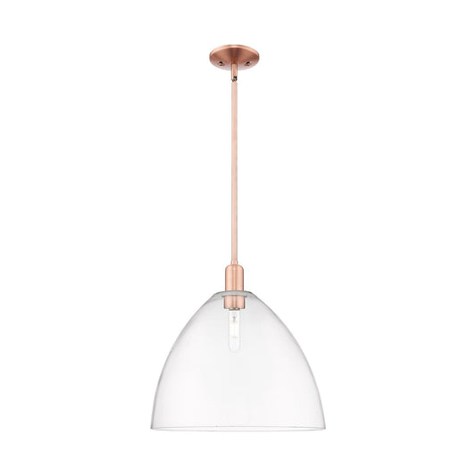 Innovations Bristol 16in 1-Light Mini Pendant | Industrial Antique Copper and Clear Glass | Kitchen Island & Dining Room | Model 716-1S-AC-GBD-162