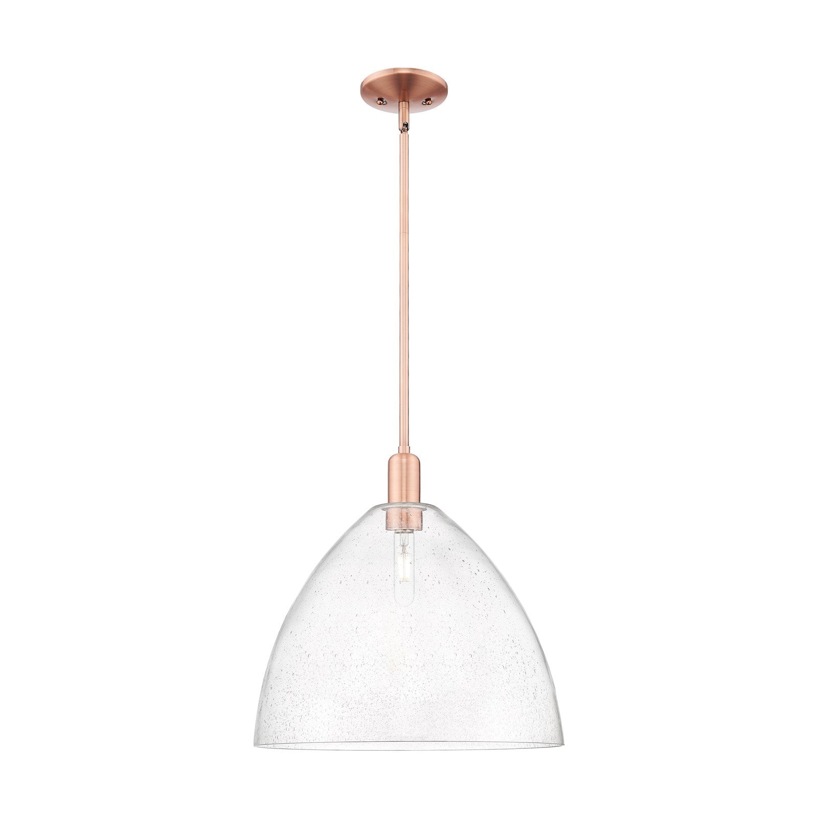 Innovations Bristol 16in 1-Light Mini Pendant | Industrial Antique Copper Steel and Seedy Glass | Kitchen Island & Dining Room | Model 716-1S-AC-GBD-164