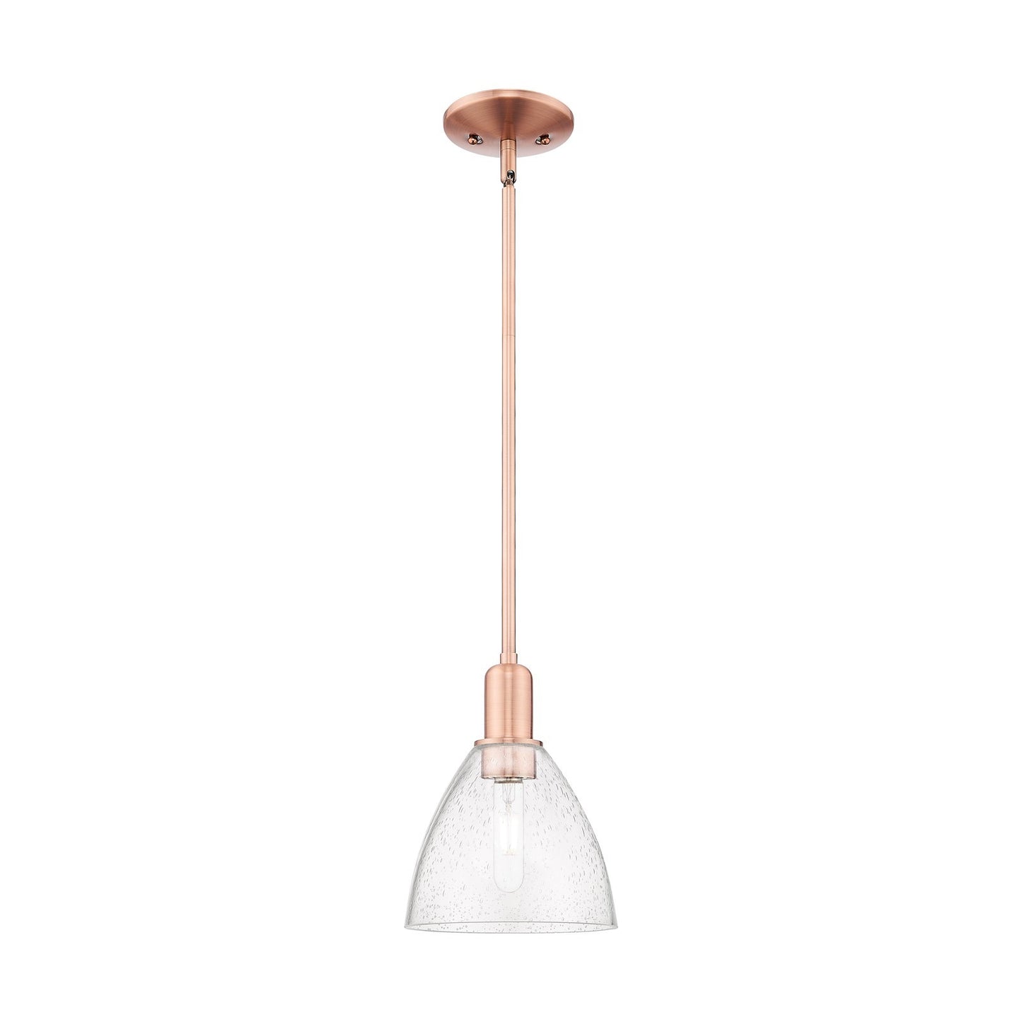 Innovations Bristol 8in 1-Light Mini Pendant | Industrial Antique Copper Steel and Seedy Glass | Kitchen Island | 7.5 x 10.12 in | Model 716-1S-AC-GBD-754