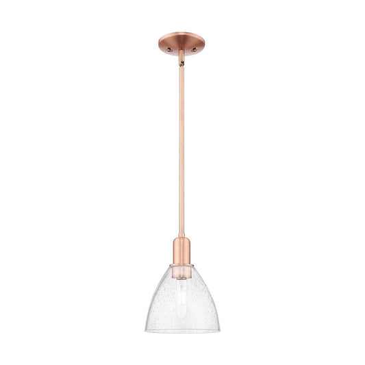 Innovations Bristol 8in 1-Light Mini Pendant | Industrial Antique Copper Steel and Seedy Glass | Kitchen Island | 7.5 x 10.12 in | Model 716-1S-AC-GBD-754