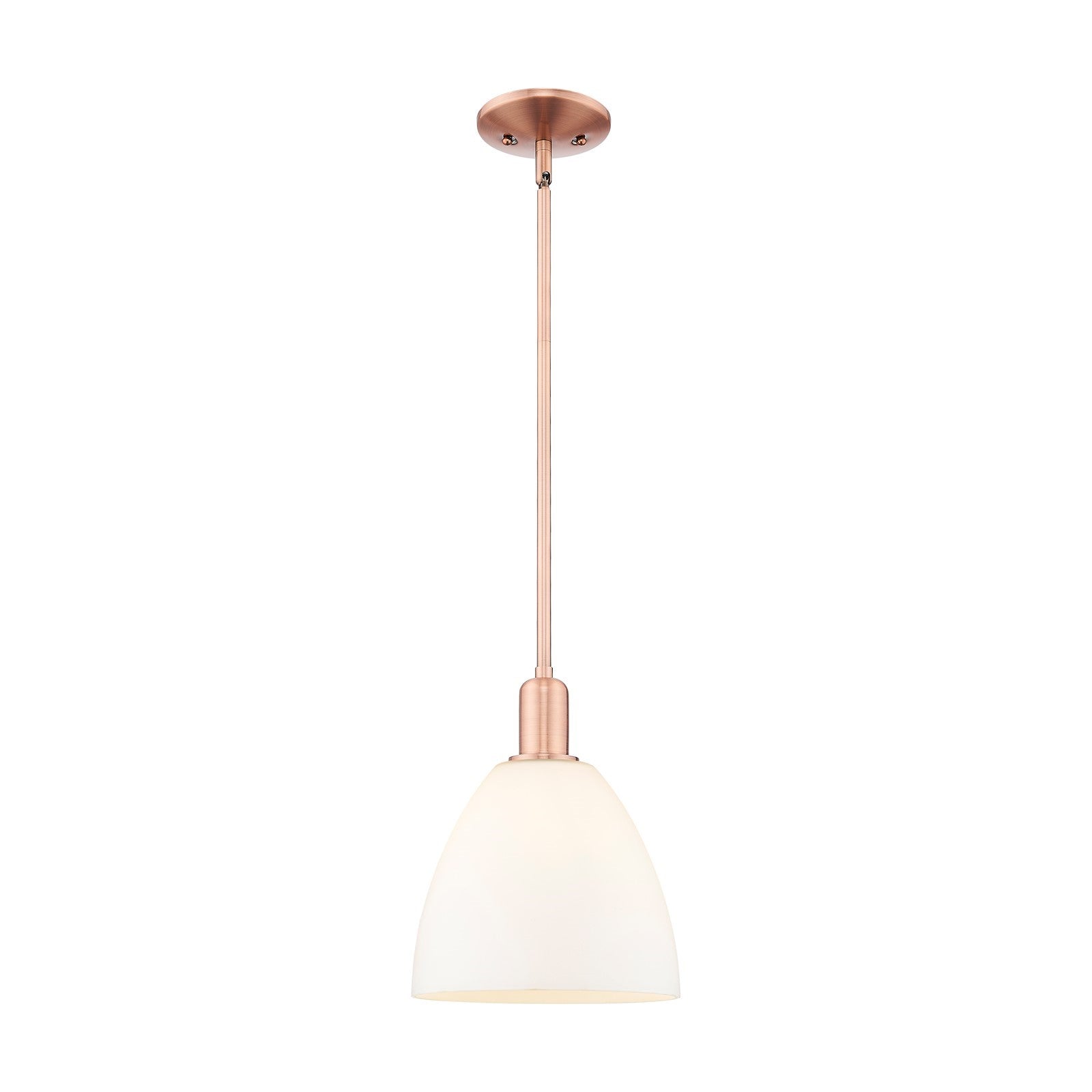 Innovations Bristol 9in 1-Light Mini Pendant | Industrial Antique Copper and Matte White Glass | Kitchen Island & Dining Room | 9 | Model 716-1S-AC-GBD-91