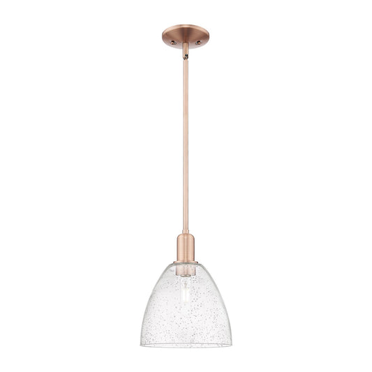 Innovations Bristol 9in 1-Light Mini Pendant | Industrial Antique Copper Steel and Seedy Glass | Kitchen Island & Dining Room | 9 | Model 716-1S-AC-GBD-94