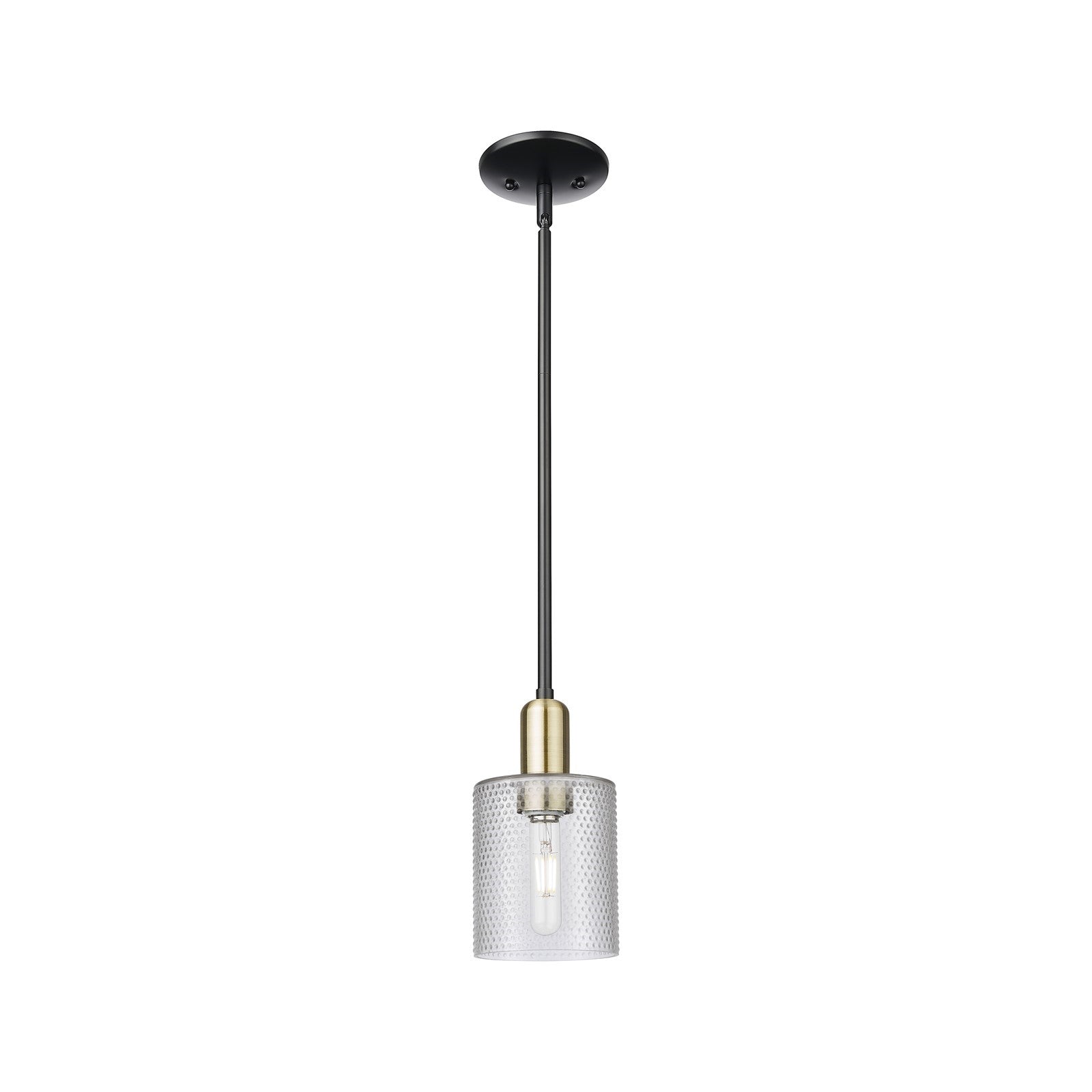 Innovations Cobbleskill 5in 1-Light Mini Pendant | Industrial Black Antique Brass Steel and Clear Glass | Kitchen Island & Dining | Model 716-1S-BAB-G112