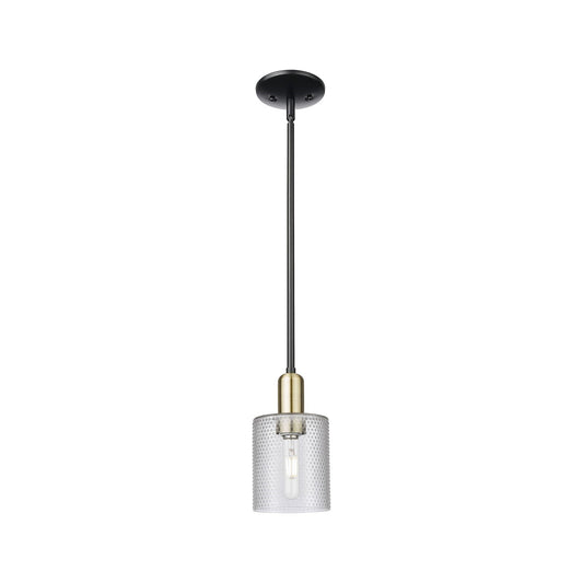 Innovations Cobbleskill 5in 1-Light Mini Pendant | Industrial Black Antique Brass Steel and Clear Glass | Kitchen Island & Dining | Model 716-1S-BAB-G112