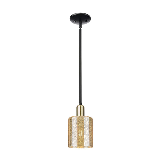 Innovations Cobbleskill 5in 1-Light Mini Pendant | Industrial Black Antique Brass Steel and Mercury Glass | Kitchen Island & | Model 716-1S-BAB-G116