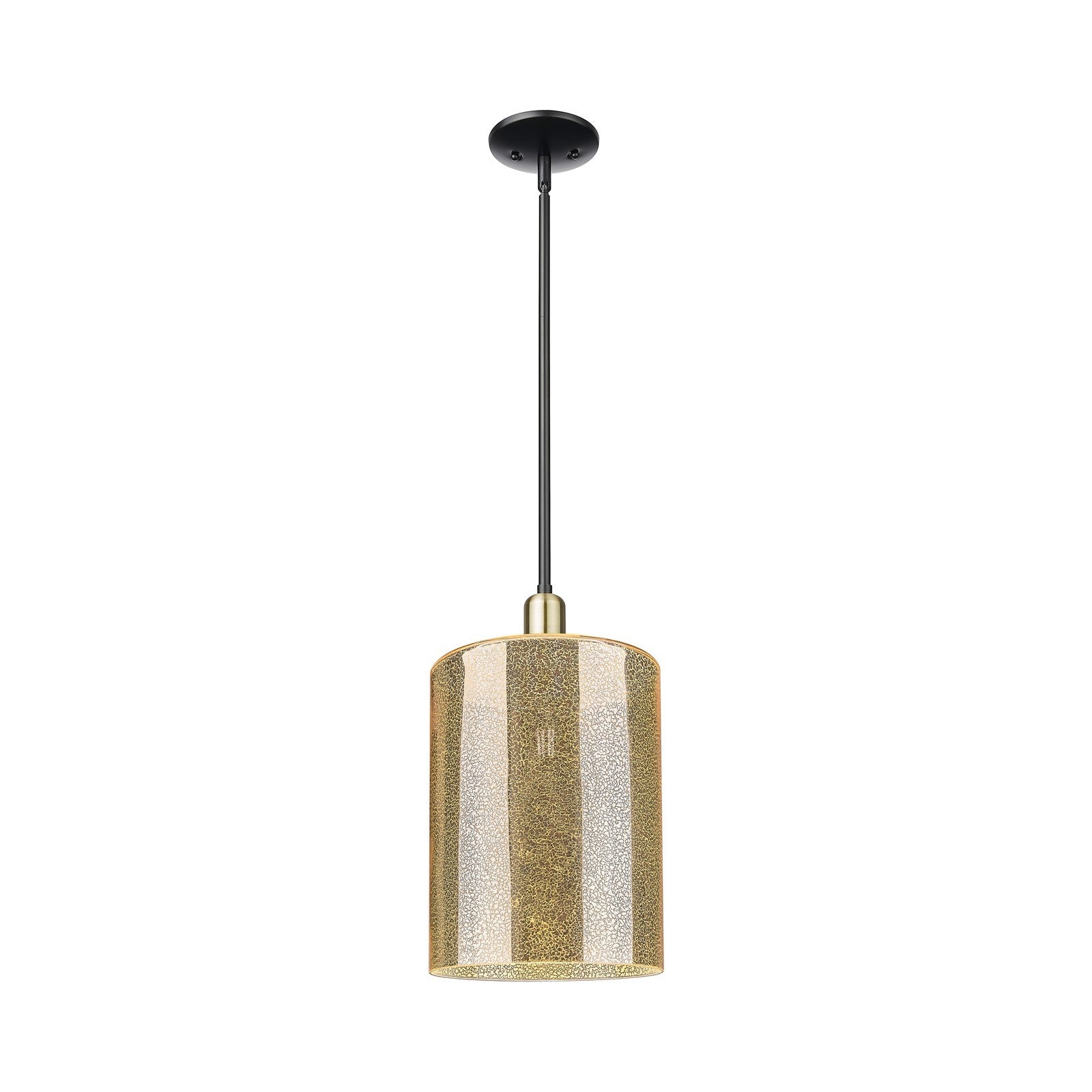 Innovations Cobbleskill 9in 1-Light Mini Pendant | Industrial Black Antique Brass Steel and Mercury Glass | Kitchen Island & | Model 716-1S-BAB-G116-L