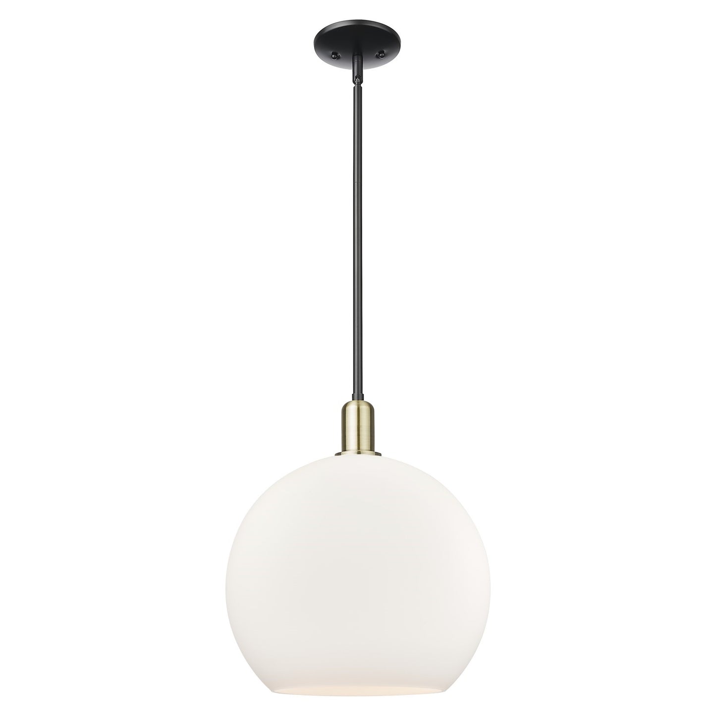 Innovations Athens 14in 1-Light Mini Pendant | Industrial Black Antique Brass and Matte White Glass | Kitchen Island & Dining | Model 716-1S-BAB-G121-14