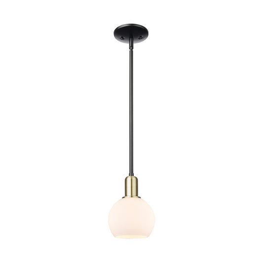Innovations Athens 6in 1-Light Mini Pendant | Industrial Black Antique Brass and Matte White Glass | Kitchen Island | 5.88 x | Model 716-1S-BAB-G121-6