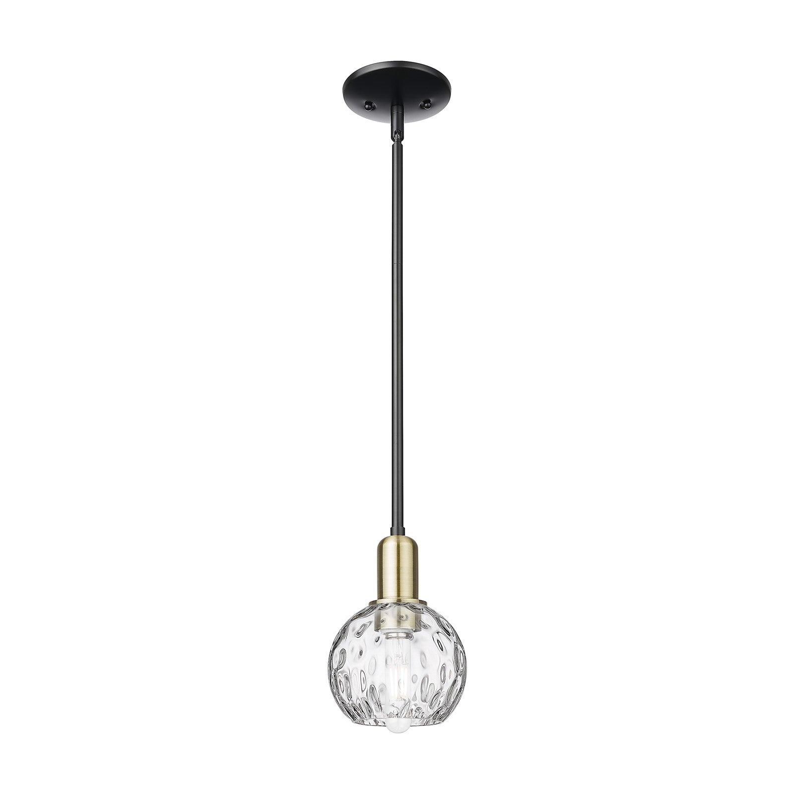 Innovations Athens Water Glass 6in 1-Light Mini Pendant | Industrial Black Antique Brass and Clear Glass | Kitchen Island & | Model 716-1S-BAB-G1215-6