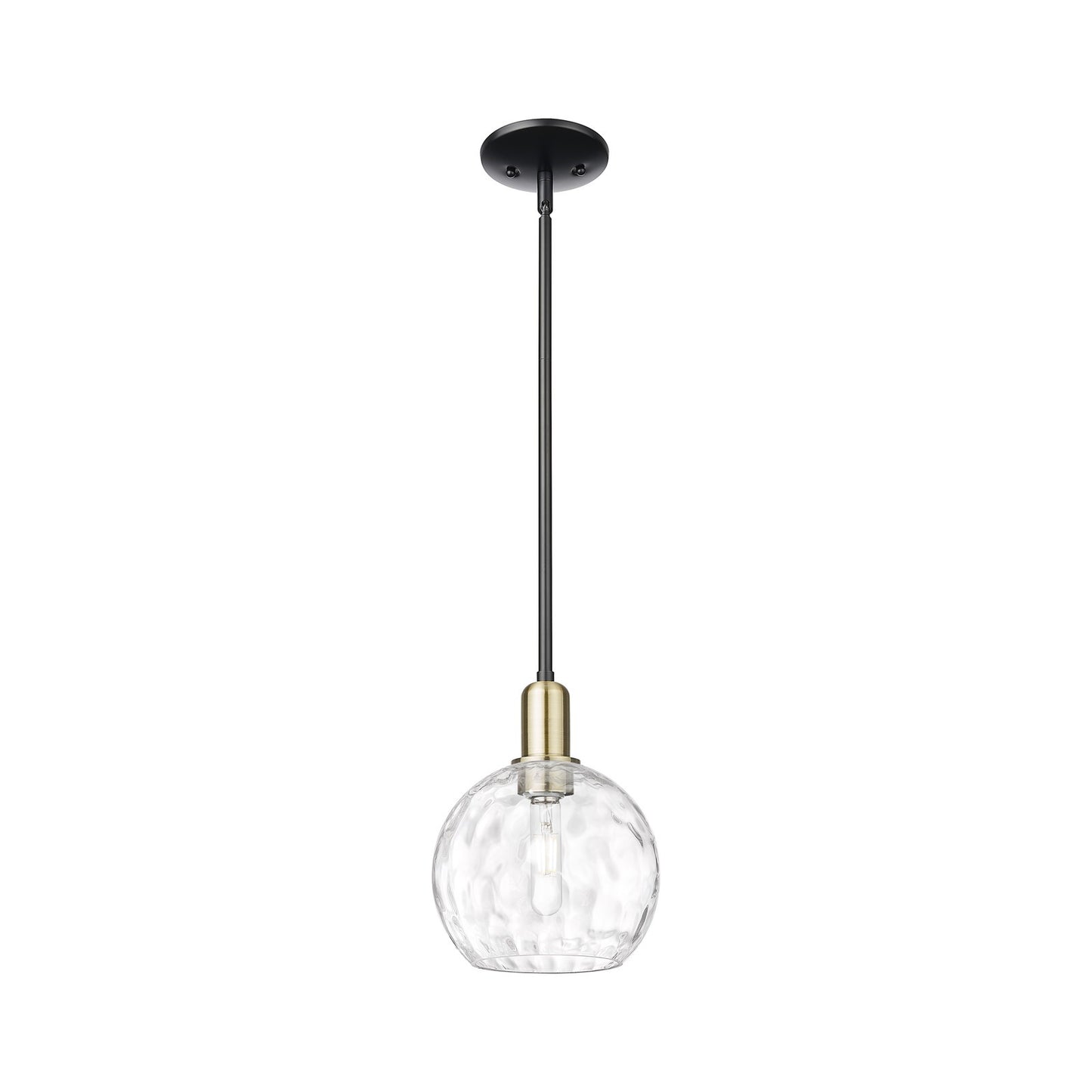 Innovations Athens 8in 1-Light Mini Pendant | Industrial Black Antique Brass and Clear Water Glass | Kitchen Island & Dining | Model 716-1S-BAB-G1215-8