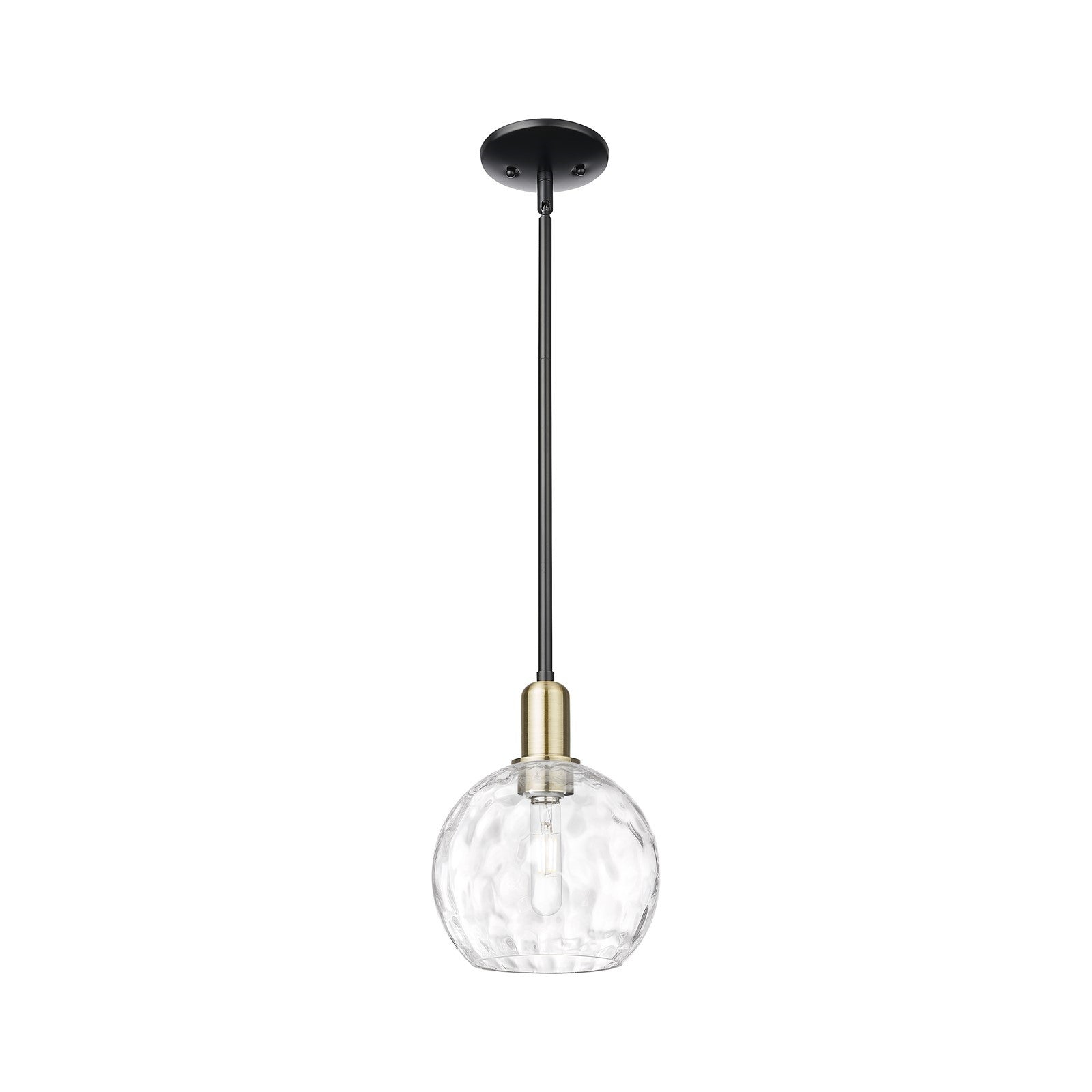 Innovations Athens 8in 1-Light Mini Pendant | Industrial Black Antique Brass and Clear Water Glass | Kitchen Island & Dining | Model 716-1S-BAB-G1215-8