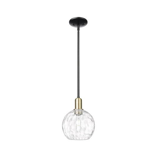 Innovations Athens 8in 1-Light Mini Pendant | Industrial Black Antique Brass and Clear Water Glass | Kitchen Island & Dining | Model 716-1S-BAB-G1215-8