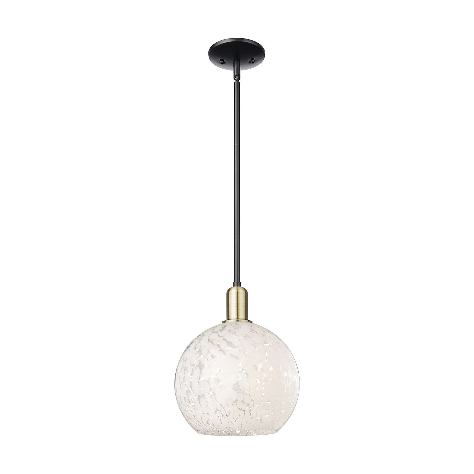 Innovations Lighting Arcadia 10in 1-Light Mini Pendant | Industrial Black Antique Brass and White Mouchette Glass | Kitchen | Model 716-1S-BAB-G1216-10WM