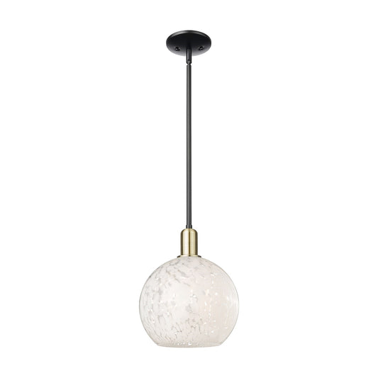 Innovations Lighting Arcadia 10in 1-Light Mini Pendant | Industrial Black Antique Brass and White Mouchette Glass | Kitchen | Model 716-1S-BAB-G1216-10WM