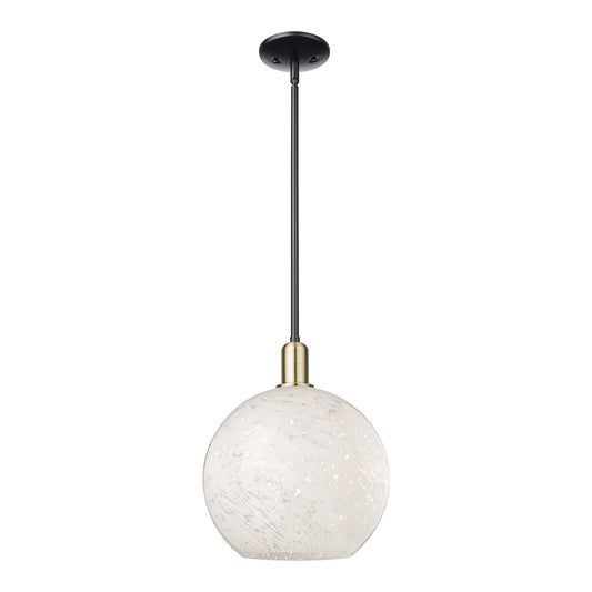 Innovations Lighting Arcadia 12in 1-Light Mini Pendant | Industrial Black Antique Brass and White Mouchette Glass | Kitchen | Model 716-1S-BAB-G1216-12WM