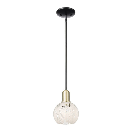 Innovations Lighting Arcadia 6in 1-Light Mini Pendant | Industrial Black Antique Brass and White Mouchette Glass | Kitchen | Model 716-1S-BAB-G1216-6WM