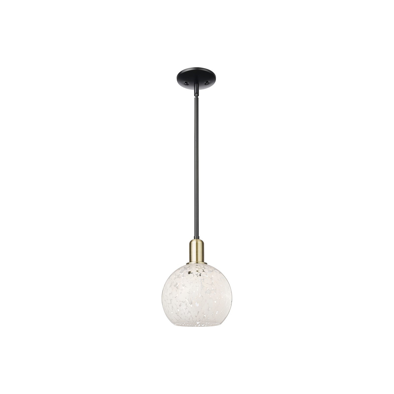 Innovations Lighting Arcadia 8in 1-Light Mini Pendant | Industrial Black Antique Brass and White Mouchette Glass | Kitchen | Model 716-1S-BAB-G1216-8WM
