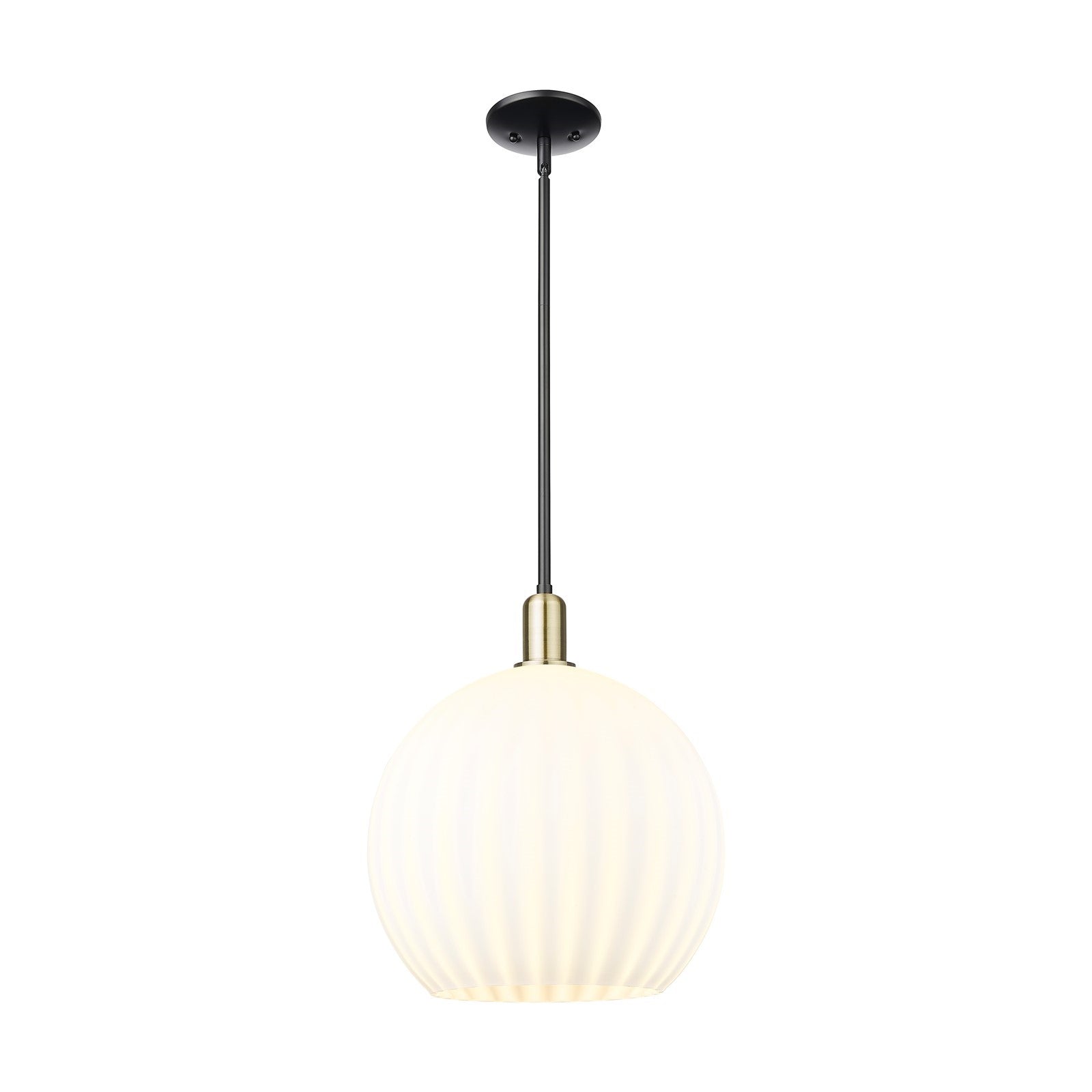 Innovations Lighting Arcadia 14in 1-Light Mini Pendant | Industrial Black Antique Brass and White Venetian Glass | Kitchen | Model 716-1S-BAB-G1217-14WV