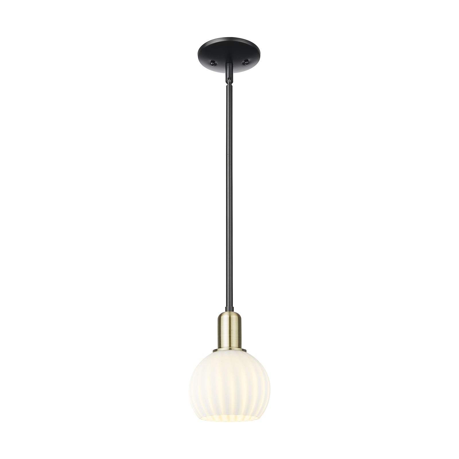 Innovations Lighting Arcadia 6in 1-Light Mini Pendant | Industrial Black Antique Brass and White Venetian Glass | Kitchen | Model 716-1S-BAB-G1217-6WV