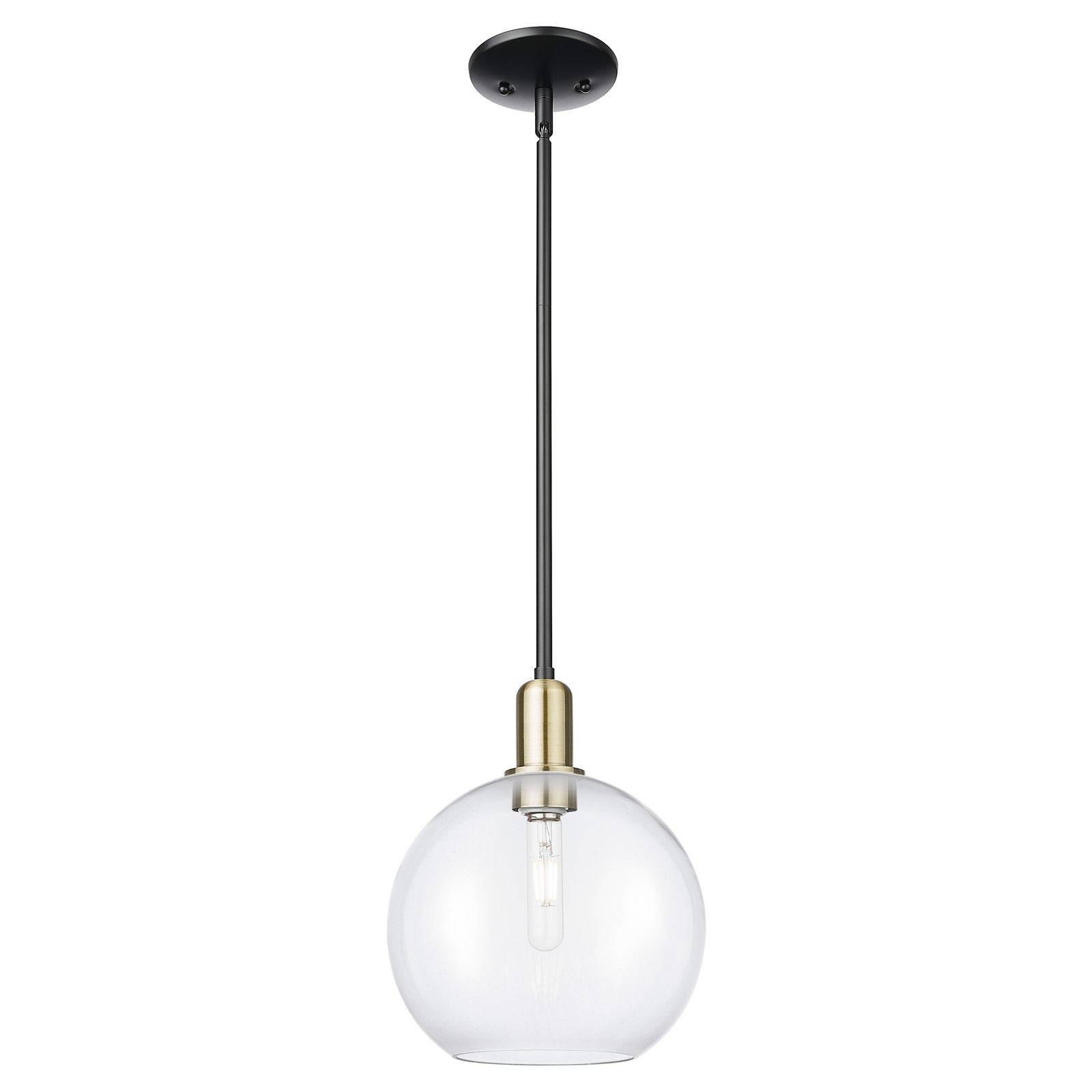 Innovations Athens 10in 1-Light Mini Pendant | Industrial Black Antique Brass and Clear Glass | Kitchen Island & Dining Room | Model 716-1S-BAB-G122-10