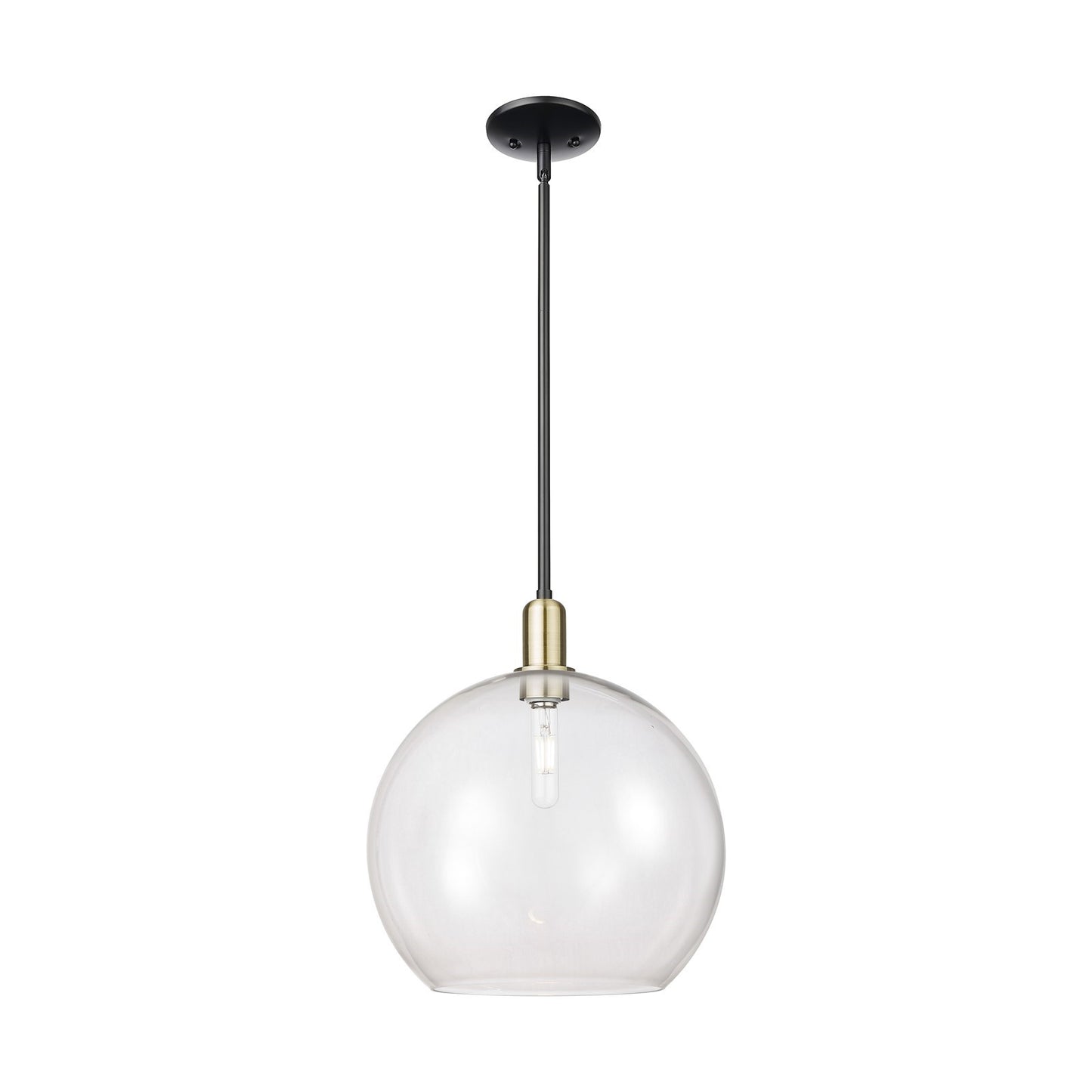 Innovations Athens 14in 1-Light Mini Pendant | Industrial Black Antique Brass Steel and Clear Glass | Kitchen Island & Dining | Model 716-1S-BAB-G122-14