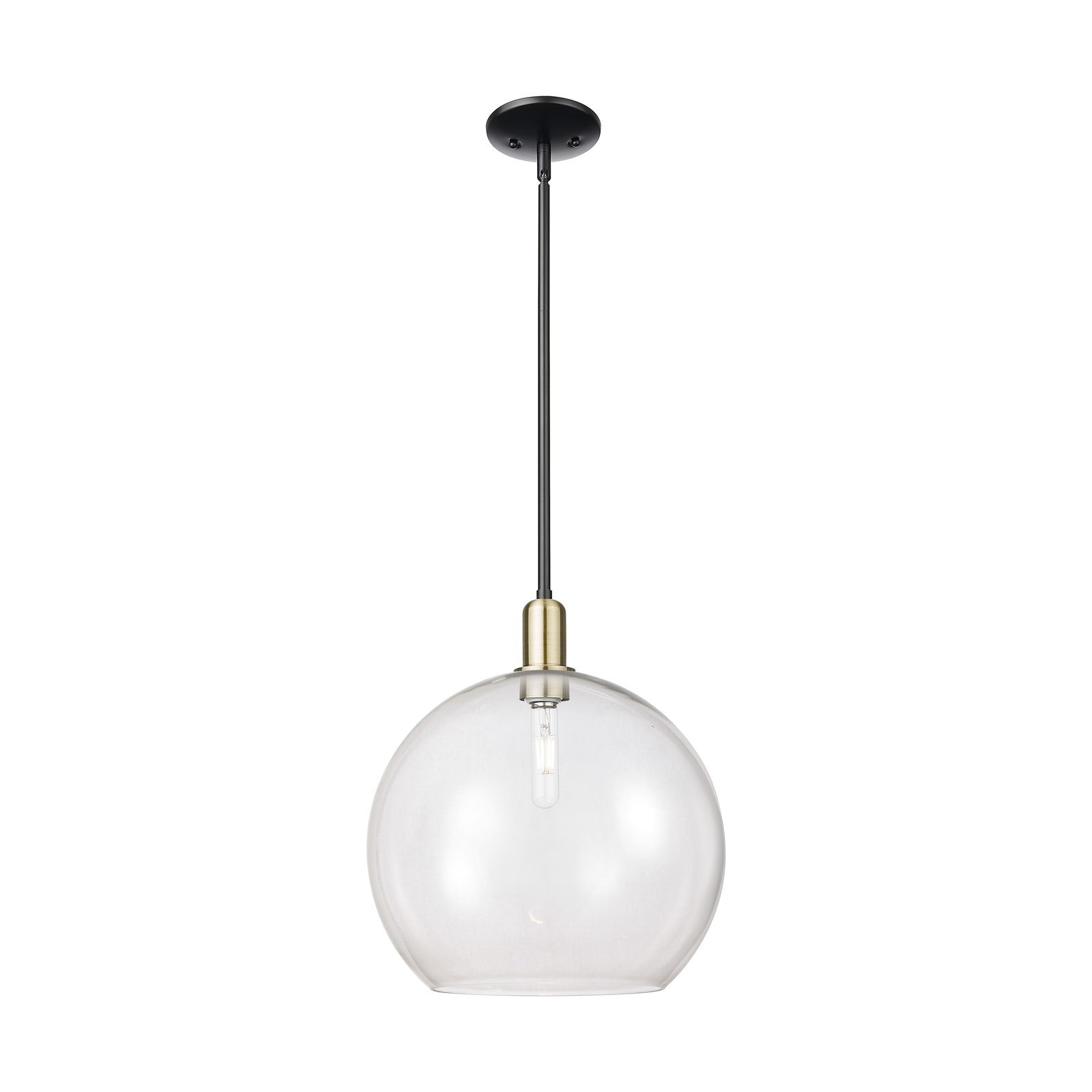 Innovations Athens 14in 1-Light Mini Pendant | Industrial Black Antique Brass Steel and Clear Glass | Kitchen Island & Dining | Model 716-1S-BAB-G122-14