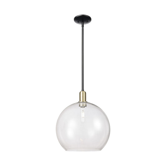 Innovations Athens 14in 1-Light Mini Pendant | Industrial Black Antique Brass Steel and Clear Glass | Kitchen Island & Dining | Model 716-1S-BAB-G122-14
