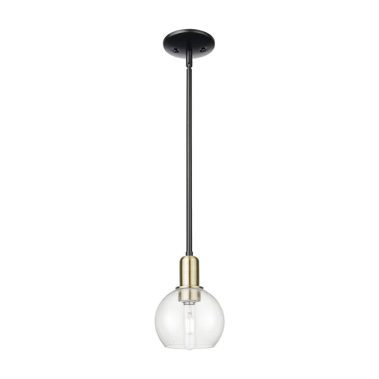 Innovations Athens 6in 1-Light Mini Pendant | Industrial Black Antique Brass Steel and Clear Glass | Kitchen Island & Dining | Model 716-1S-BAB-G122-6