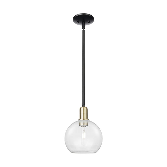Innovations Athens 8in 1-Light Mini Pendant | Industrial Black Antique Brass and Clear Glass | Kitchen Island & Dining Room | 8 | Model 716-1S-BAB-G122-8