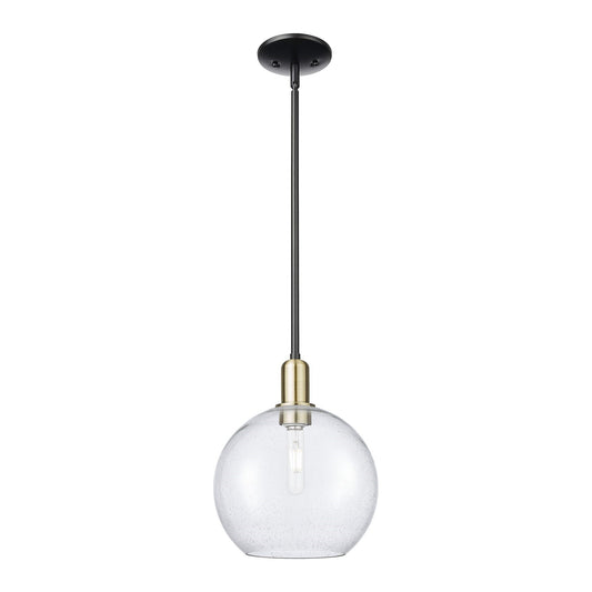 Innovations Athens 10in 1-Light Mini Pendant | Industrial Black Antique Brass Steel and Seedy Glass | Kitchen Island & Dining | Model 716-1S-BAB-G124-10