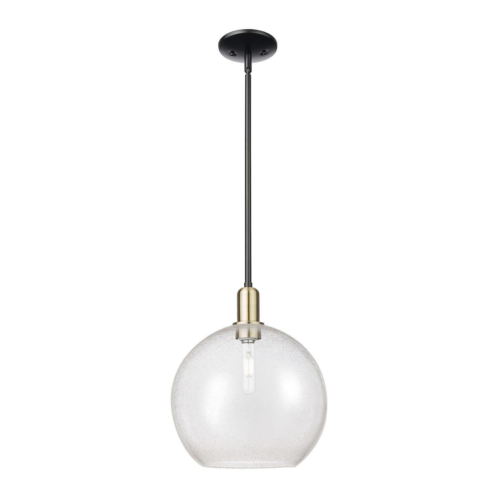 Innovations Athens 12in 1-Light Mini Pendant | Industrial Black Antique Brass Steel and Seedy Glass | Kitchen Island | 11.75 x | Model 716-1S-BAB-G124-12